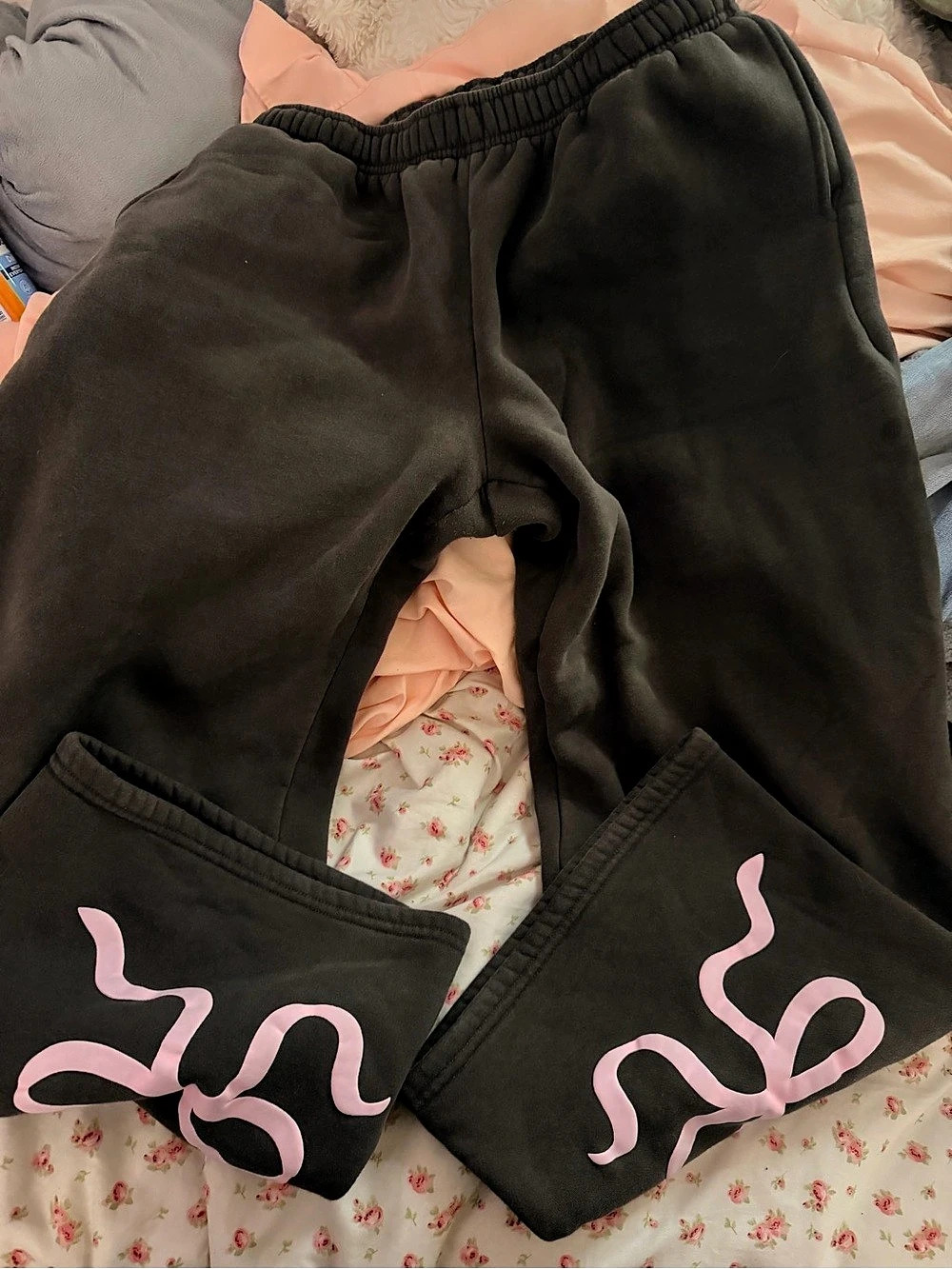Justice Black Graphic Sweatpants
